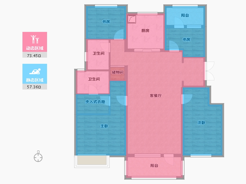 辽宁省-沈阳市-华润置地昭华里-123.00-户型库-动静分区