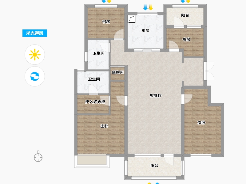 辽宁省-沈阳市-华润置地昭华里-123.00-户型库-采光通风