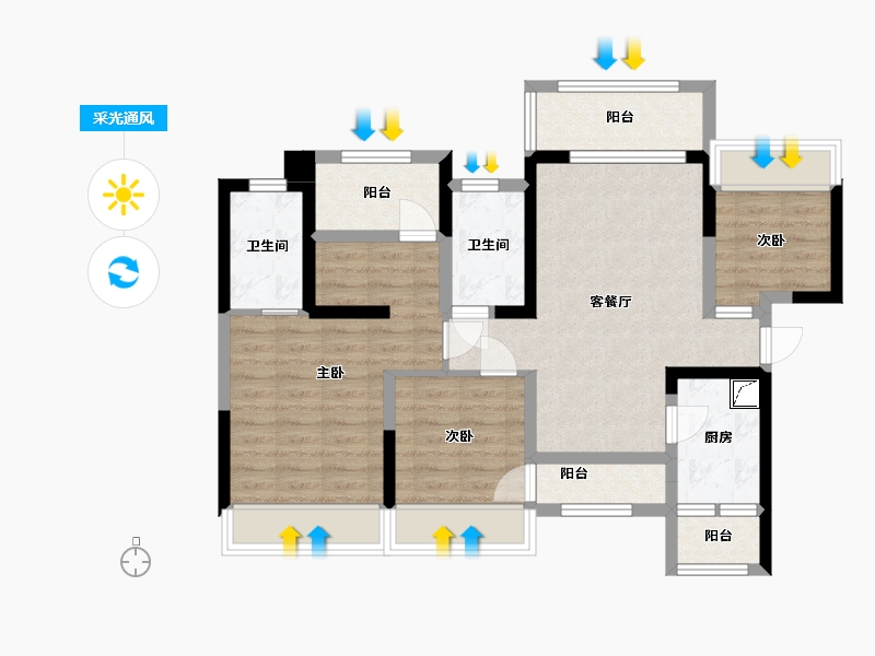 广东省-深圳市-朗泓・龙园大观-90.00-户型库-采光通风