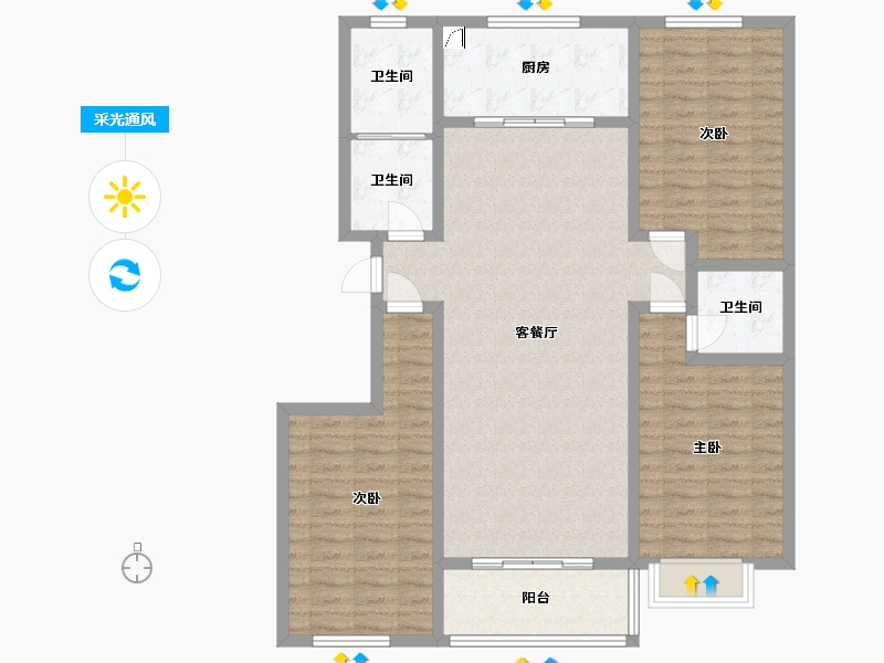 山东省-莱芜市-福泽家园-121.58-户型库-采光通风