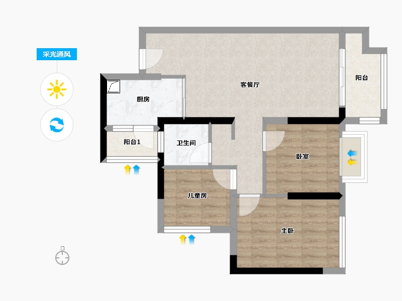 广东省-佛山市-集美江湾小区-77.00-户型库-采光通风