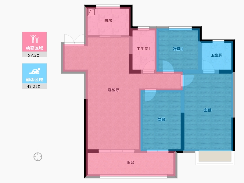 山东省-泰安市-新泰吾悦广场-110.00-户型库-动静分区