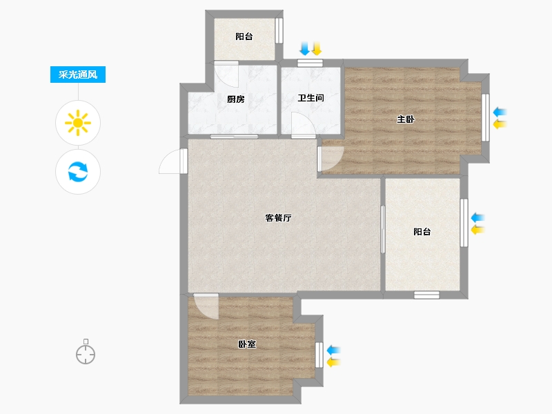 广东省-佛山市-顺德碧桂园-78.00-户型库-采光通风