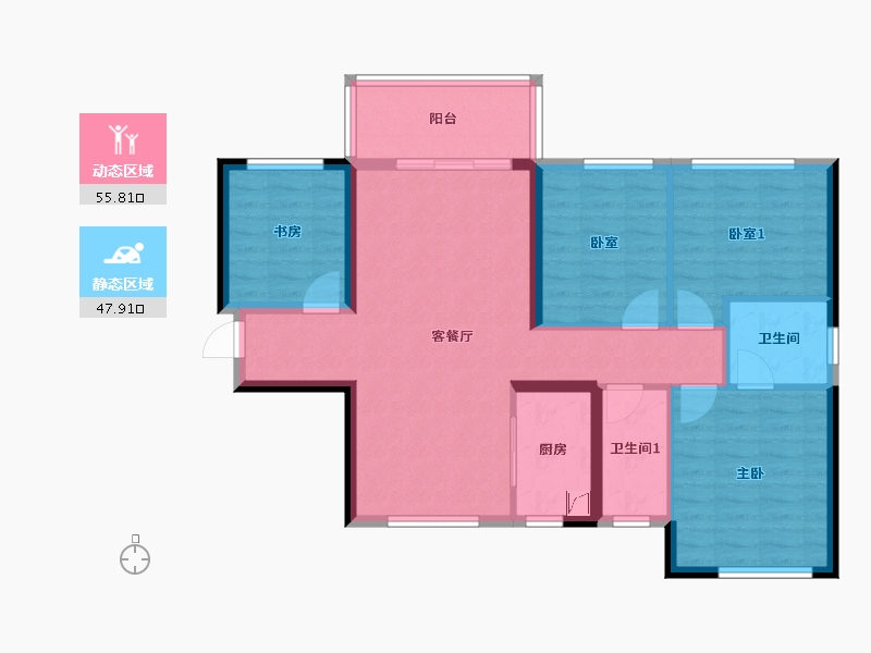 广西壮族自治区-南宁市-天健和府03/05户型-115.00-户型库-动静分区