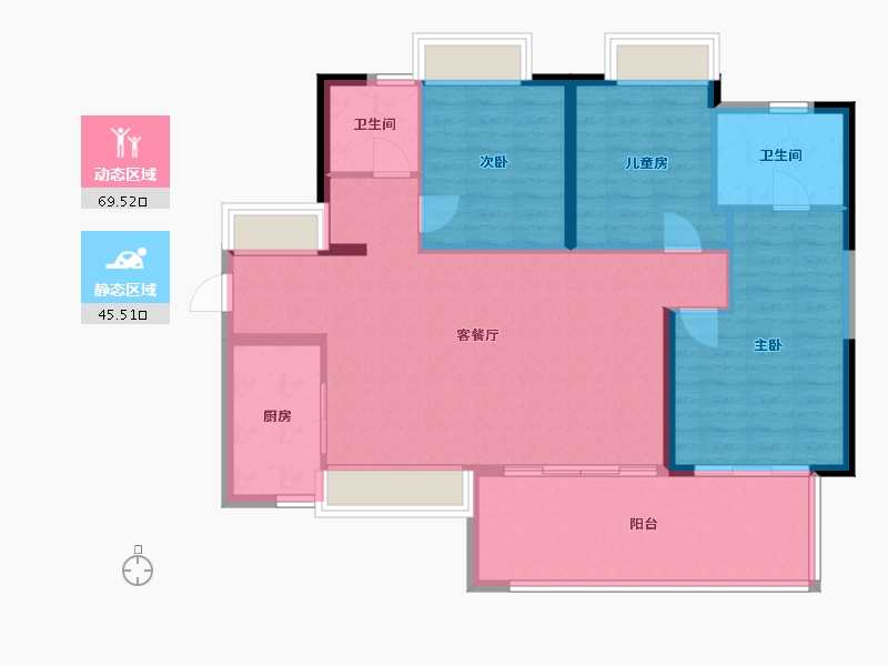 贵州省-贵阳市-观山湖万科翡翠公园-105.00-户型库-动静分区