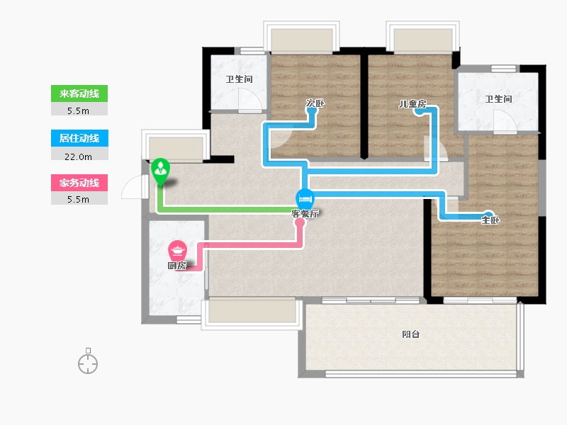 贵州省-贵阳市-观山湖万科翡翠公园-105.00-户型库-动静线