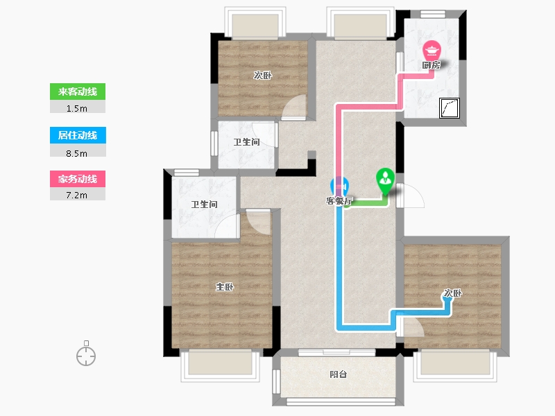 安徽省-安庆市-融创时代宜城-96.86-户型库-动静线