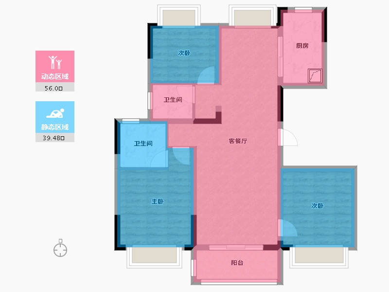 安徽省-安庆市-融创时代宜城-96.86-户型库-动静分区