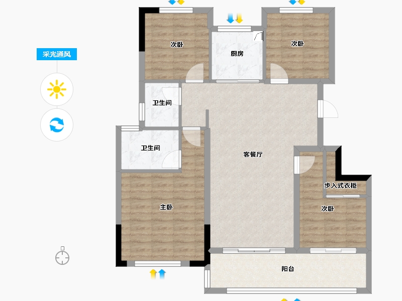 江苏省-连云港市-国宾府-106.00-户型库-采光通风