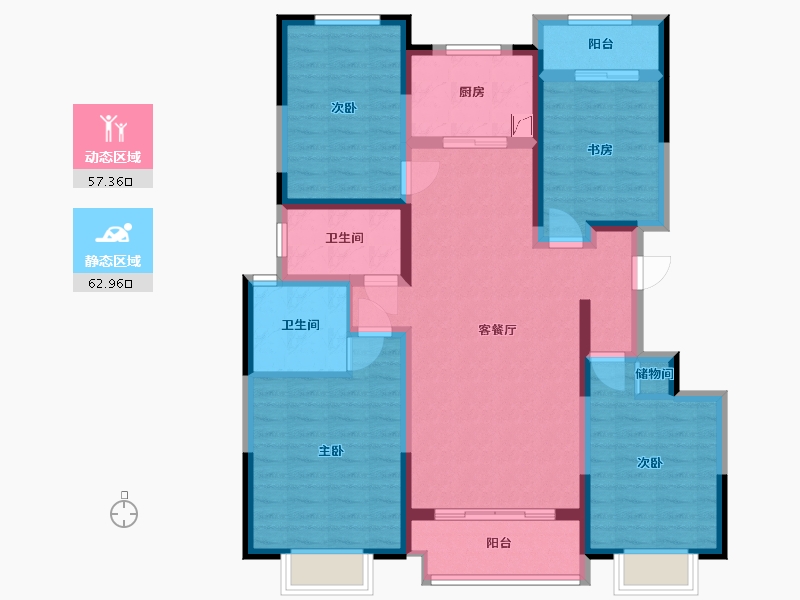 陕西省-西安市-大华曲江公园世家-116.00-户型库-动静分区