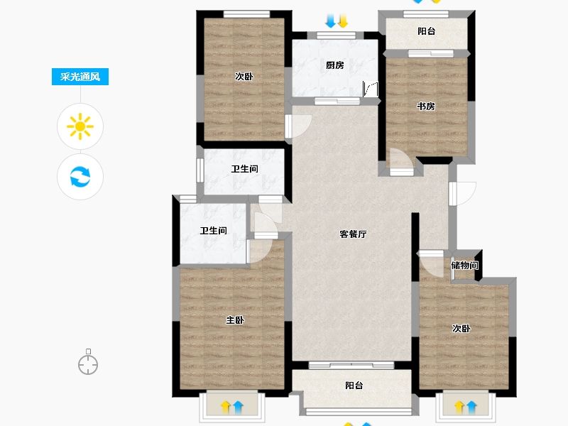 陕西省-西安市-大华曲江公园世家-116.00-户型库-采光通风