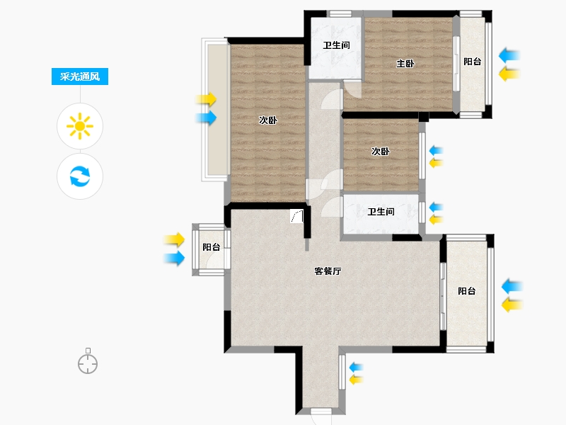 广西壮族自治区-钦州市-东方豪庭三期-140.00-户型库-采光通风