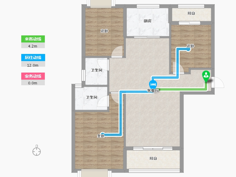 湖北省-黄石市-花园印象-125.00-户型库-动静线