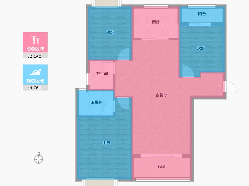 湖北省-黄石市-花园印象-125.00-户型库-动静分区