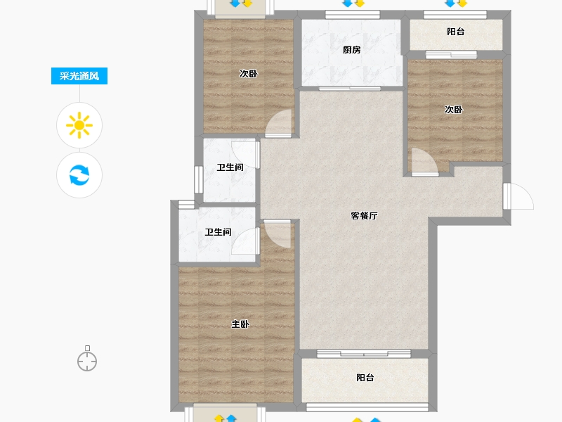 湖北省-黄石市-花园印象-125.00-户型库-采光通风