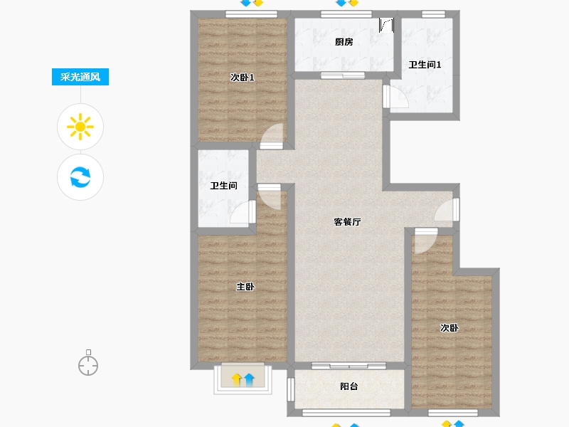 山东省-莱芜市-福泽家园-121.58-户型库-采光通风