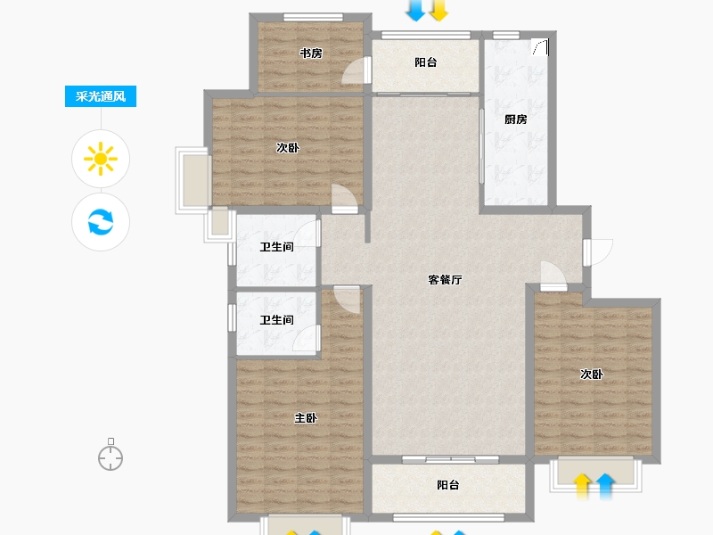 山东省-菏泽市-学府名都-138.00-户型库-采光通风