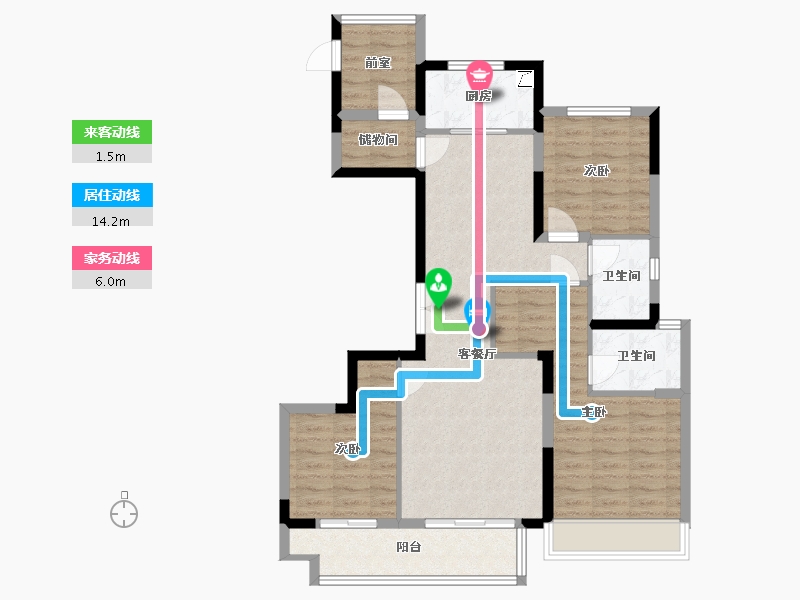 浙江省-湖州市-雍景湾-95.00-户型库-动静线