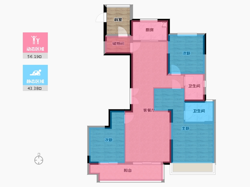 浙江省-湖州市-雍景湾-95.00-户型库-动静分区