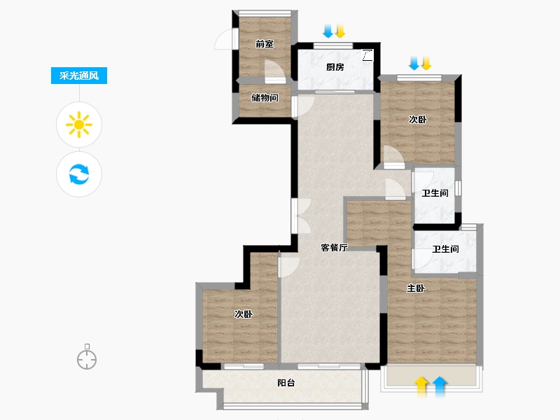 浙江省-湖州市-雍景湾-95.00-户型库-采光通风