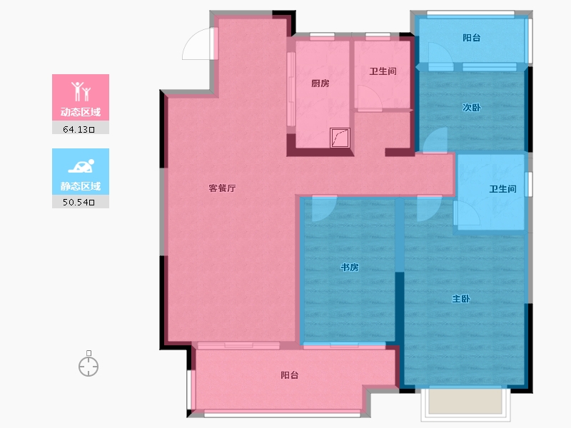 安徽省-合肥市-高速·时代御府-102.66-户型库-动静分区