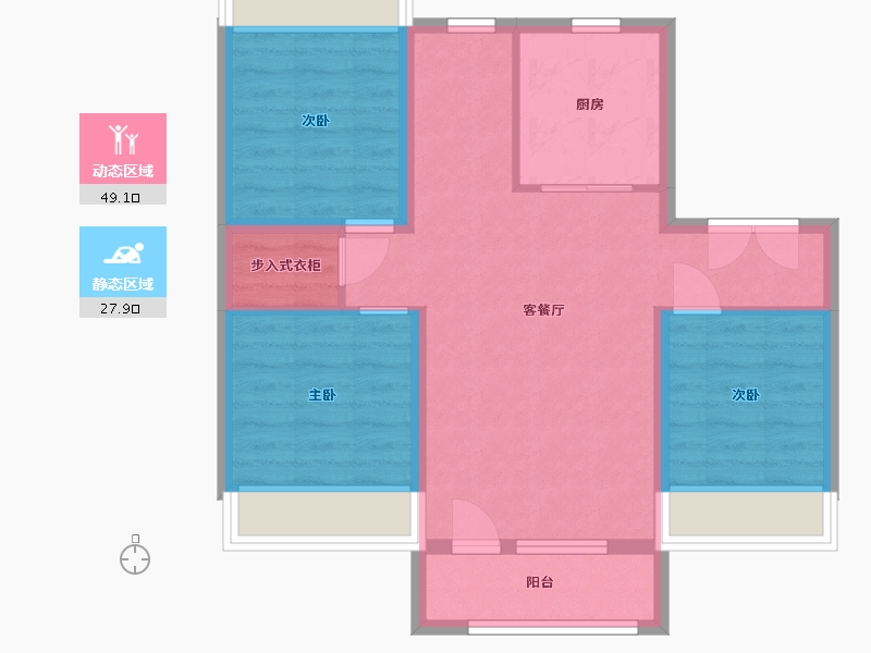 辽宁省-大连市-锦绣华府-96.00-户型库-动静分区