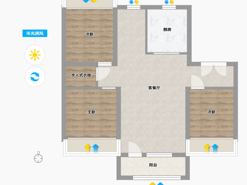 辽宁省-大连市-锦绣华府-96.00-户型库-采光通风