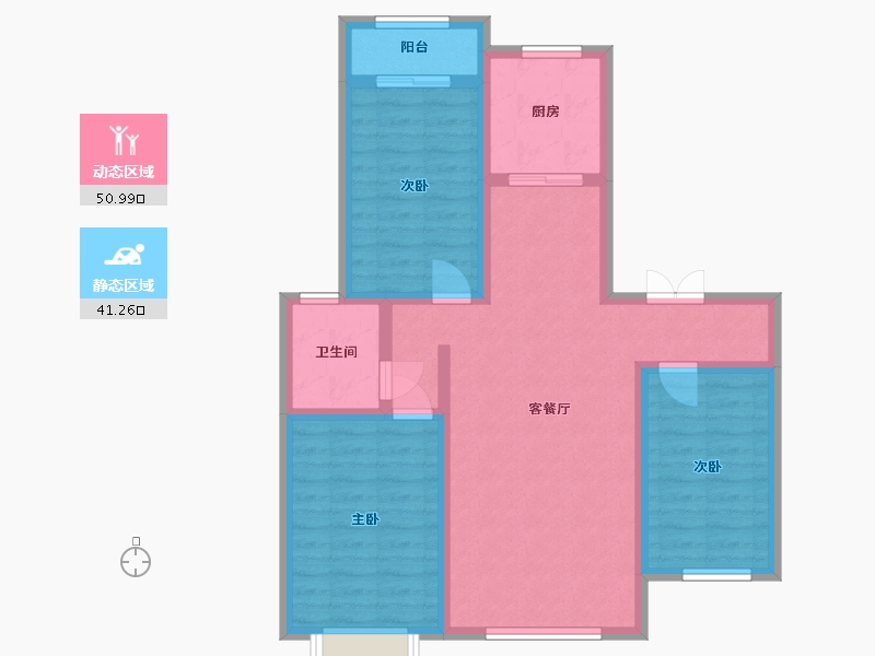 内蒙古自治区-赤峰市-金宇公馆-95.00-户型库-动静分区