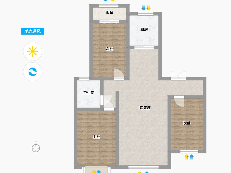 内蒙古自治区-赤峰市-金宇公馆-95.00-户型库-采光通风