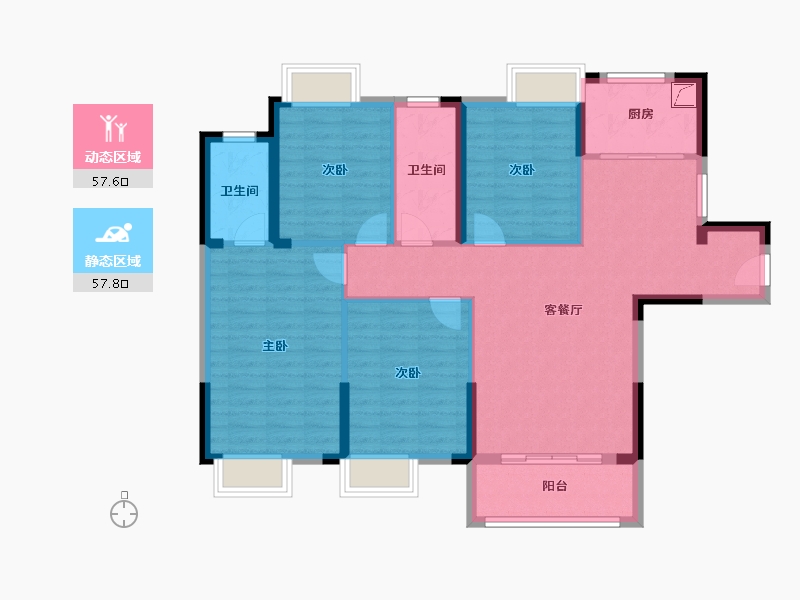 湖北省-武汉市-城投秀水青城-118.00-户型库-动静分区