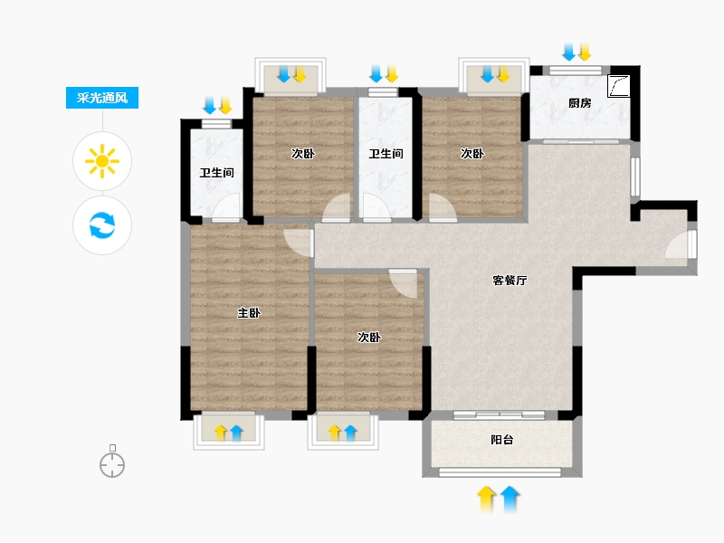 湖北省-武汉市-城投秀水青城-118.00-户型库-采光通风