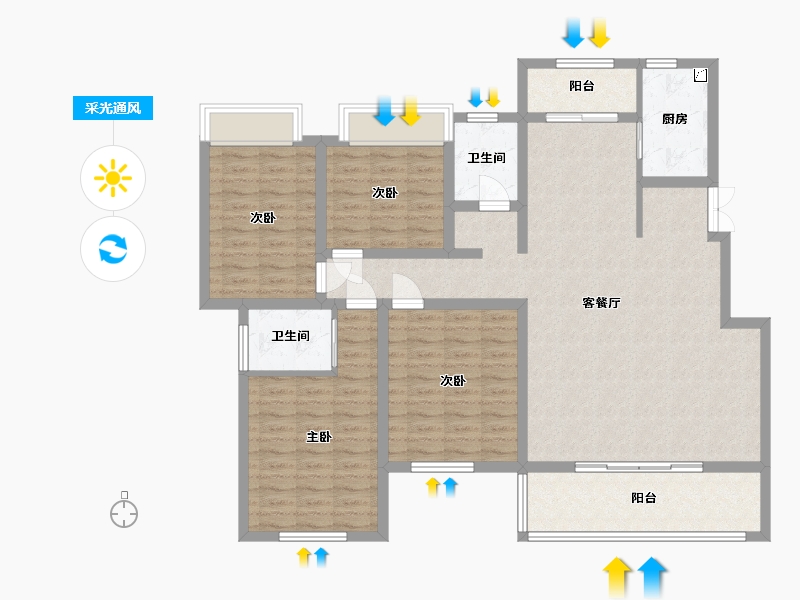 江苏省-泰州市-银丰佳园-136.00-户型库-采光通风