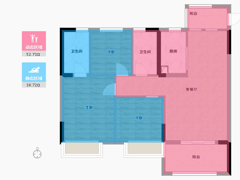 浙江省-湖州市-碧桂园禧悦-88.00-户型库-动静分区