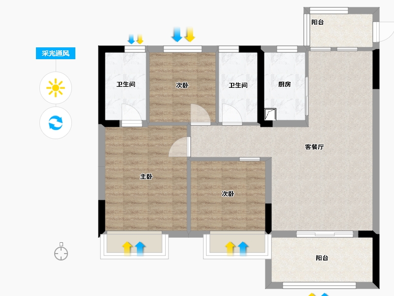 浙江省-湖州市-碧桂园禧悦-88.00-户型库-采光通风