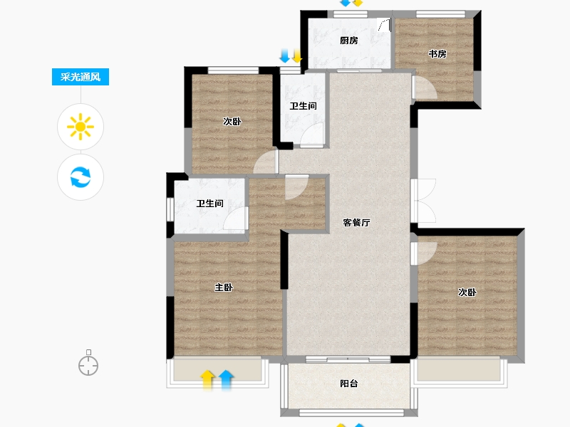 河南省-鹤壁市-淇奥花园-115.00-户型库-采光通风