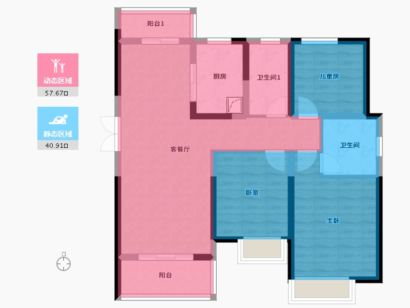 河南省-郑州市-泰宏建业国际城-95.25-户型库-动静分区