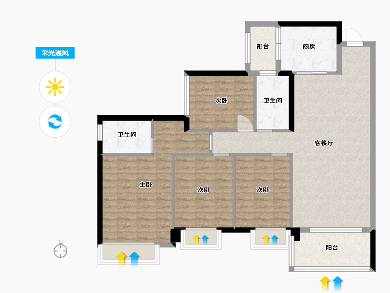 广东省-中山市-富逸城臻誉-136.73-户型库-采光通风