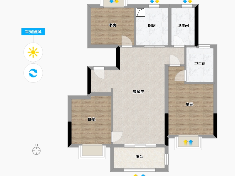 江苏省-南京市-阳光城文澜府-83.00-户型库-采光通风