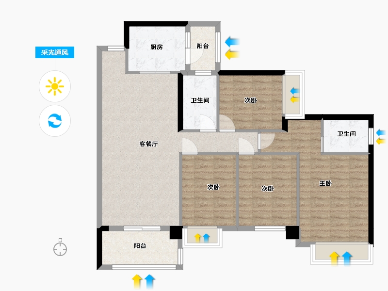 广东省-中山市-富逸城臻誉-136.14-户型库-采光通风