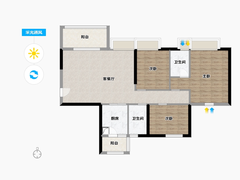 广东省-中山市-富逸城臻誉-124.63-户型库-采光通风