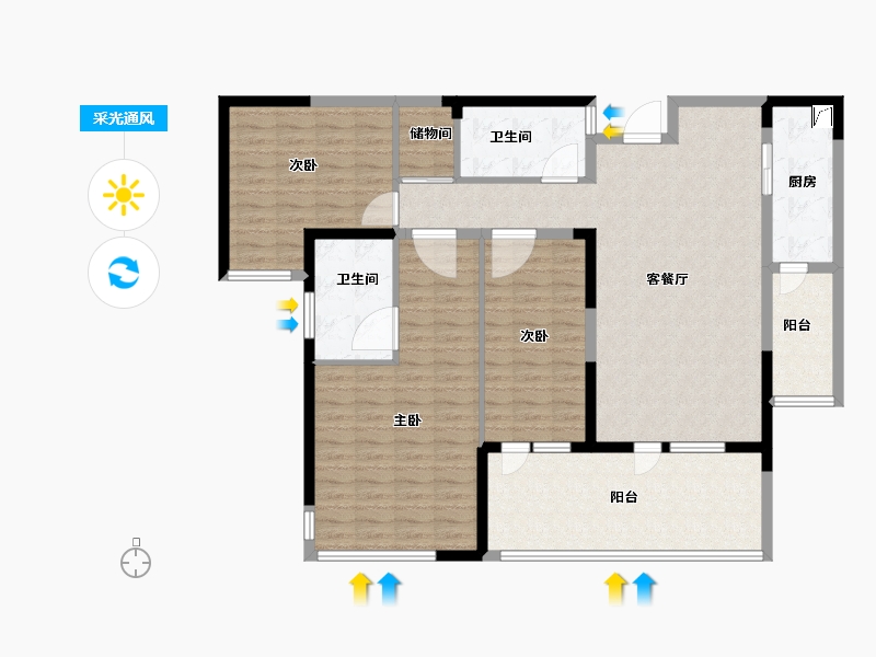 湖南省-株洲市-星合湘水湾-129.00-户型库-采光通风