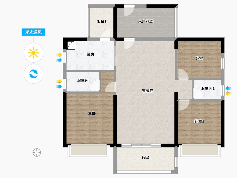 广东省-汕尾市-翰林华府-125.00-户型库-采光通风