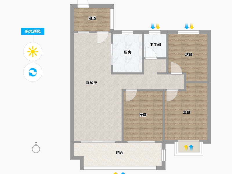 安徽省-芜湖市-赛纳丽城-85.73-户型库-采光通风