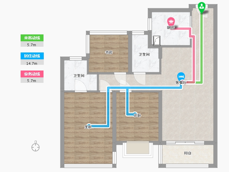 浙江省-宁波市-新希望堇麟上府-80.00-户型库-动静线