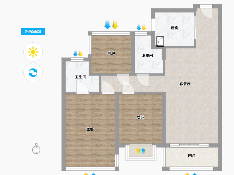 浙江省-宁波市-新希望堇麟上府-80.00-户型库-采光通风