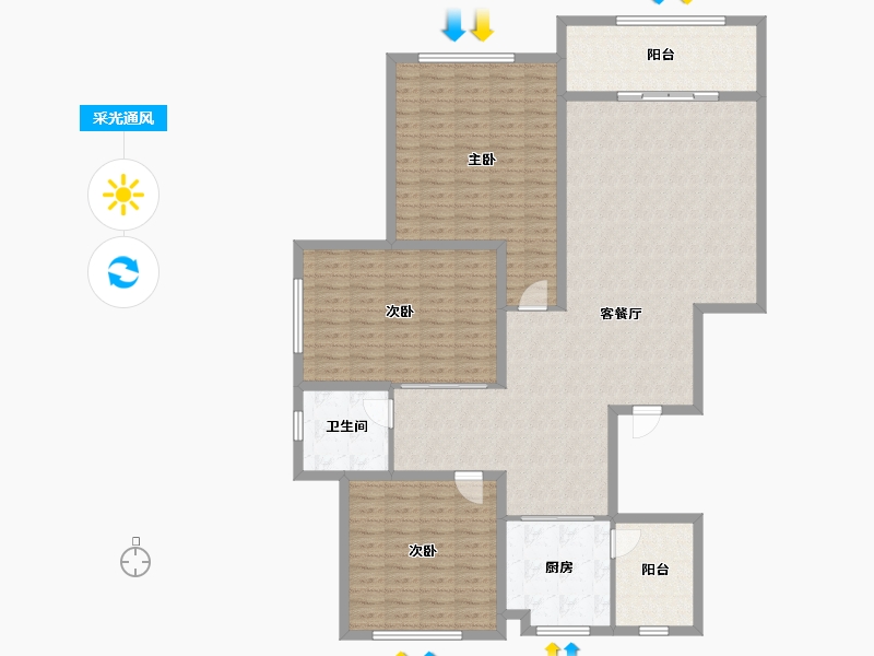 河北省-廊坊市-回迁房临空家园-100.00-户型库-采光通风