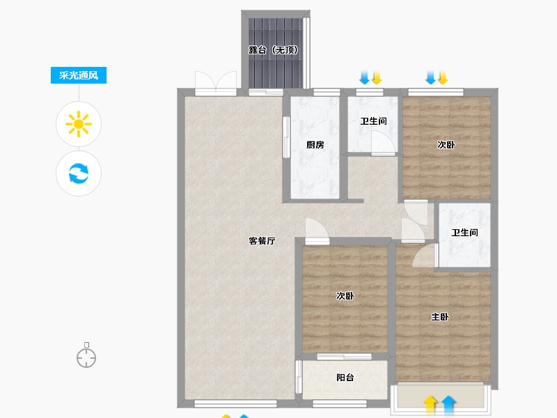 山东省-泰安市-学府春天-95.00-户型库-采光通风