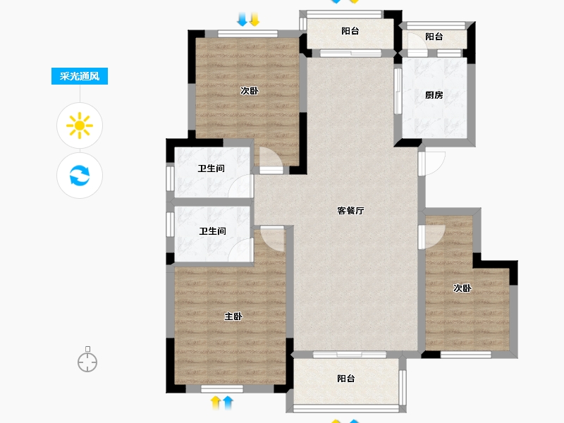 湖北省-宜昌市-宏信・玫瑰城-0.00-户型库-采光通风