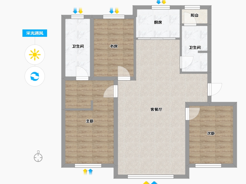 辽宁省-丹东市-西湖别院-95.00-户型库-采光通风