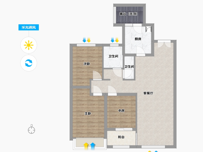 山东省-泰安市-学府春天-80.00-户型库-采光通风